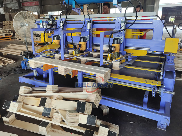 Wood pallet block nailing machine