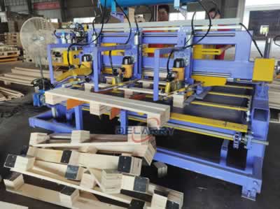Wood pallet block nailing machine